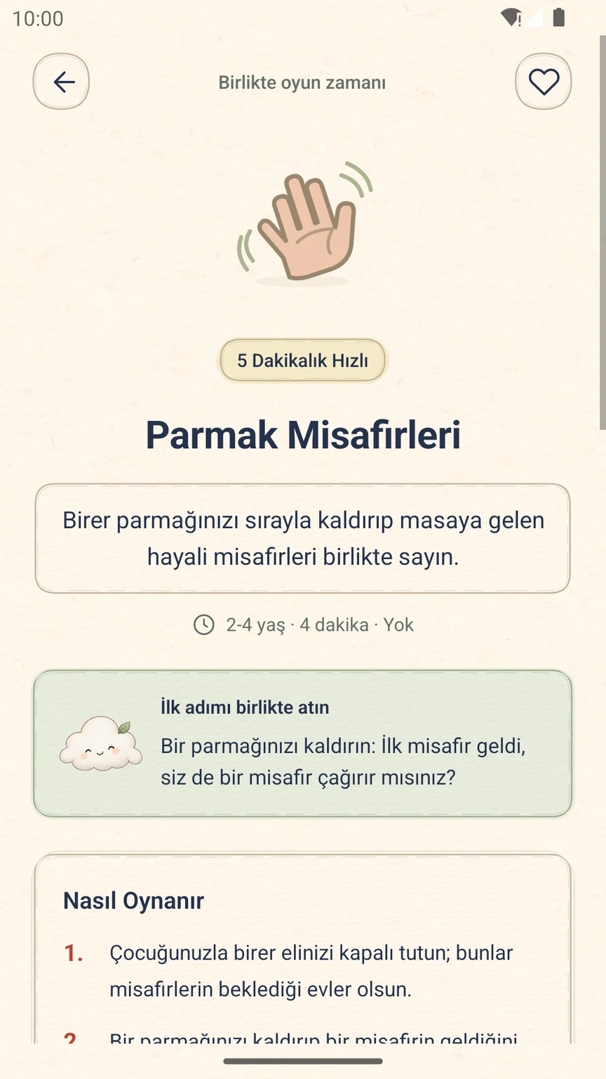 Parmak Misafirleri oyun detayı: yaş, süre, malzemeler, ilk adım ve nasıl oynanır açıklaması.